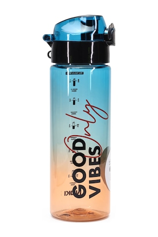 Su Matarası Tritan Geniş Ağız Su Şişesi Good Vibes Spor Matarası Suluğu Bpasız 550 Ml Mavi 0100