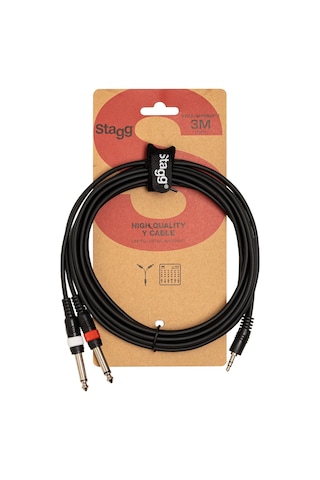 Stagg Syc3/mpsb2p E Y Ses Kablosu 3 Metre 3.5 Mm Stereo Mini Jack - 2 X 6.35 Mm Mono Jack
