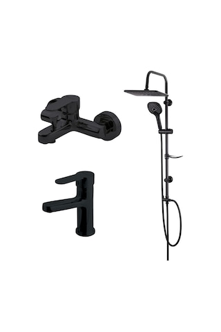 Domino Siyah Banyo,lavabo Bataryası,bold Duş Ünitesi 910530b-971521b-971511b