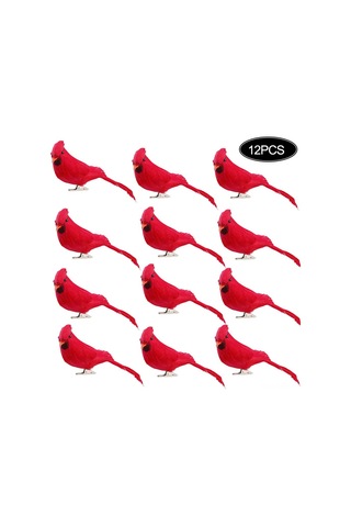 Monyee 14cm Köpük Ve Tüy Simülasyon Kuşu, Ev Bahçe Dekorasyonu, Fotoğraf Props, 12 Adet Paket Kırmızı
