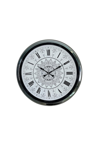 Krom Motifli Dekoratif 52 Cm Metal Duvar Saati Çok Renkli