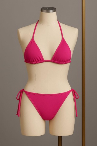 Moda Dua Kadın Fuşya Yandan Bağlamalı Bikini Mayo Takımı