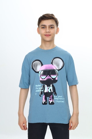Toontoy Kids Toontoy Erkek Çocuk Robot Baskılı Tişört Mavi