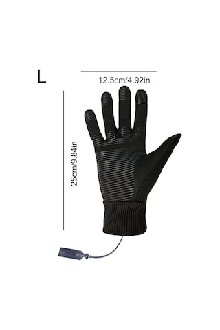 Isıtmalı Kayak Eldivenleri, Su Geçirmez Pil İle Çalışan Kış İş Eldivenleri, Snowboard Isıtmalı Ekipman Siyah