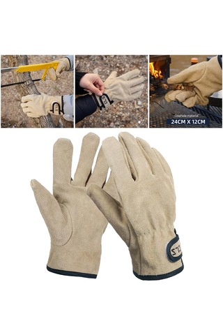 Homyl Deri Güvenlik İş Eldivenleri Yangın Isı Direnci Haki