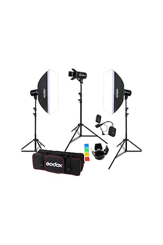 Godox E250 III W/S 3'lü Paraflaş Set + Çekim Çadırı 120x120 Cm