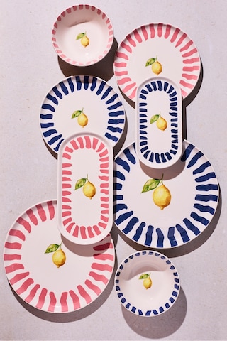 Limone 8 Parça 2 Kişilik Yemek Takımı Cokrenklı Desenli