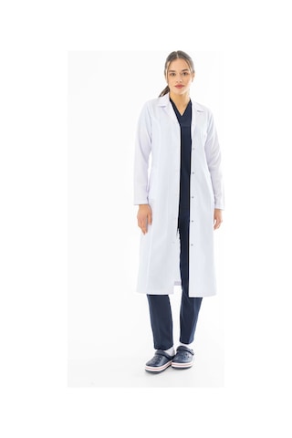 Spor Yaka Maxi Boy Kadın Doktor Önlüğü Alpaka Kumaş Beyaz Bko008 Beyaz