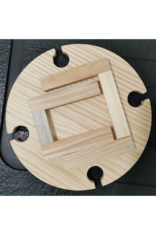 Didadodo Pratik Ahşap Katlanır Mini Piknik Masası - Cam Tutuculu Plaj, Bahçe Partisi, Tekne Ve Kamp İçin Çok Renkli Çok Renkli