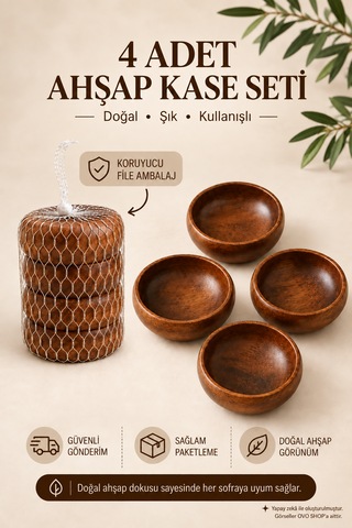 Bambu Çerezlik Oval 4'lü Set Koyukahve Koyu kahverengi