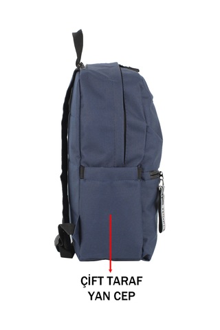 Lacivert Okul Sırt Çantası Ortaokul Lise Geniş İç Hacim Su Geçirmez Kumaş Yandan Cepli Lacivert