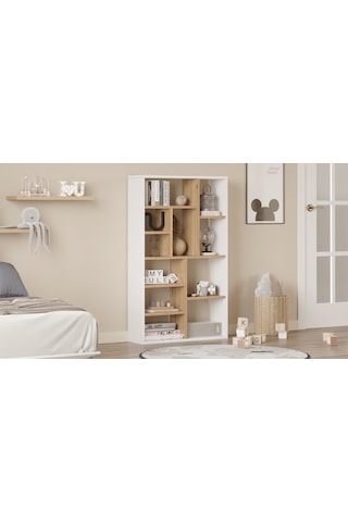 Robin Home Oscar Kitaplık 124cm Sepet-beyaz