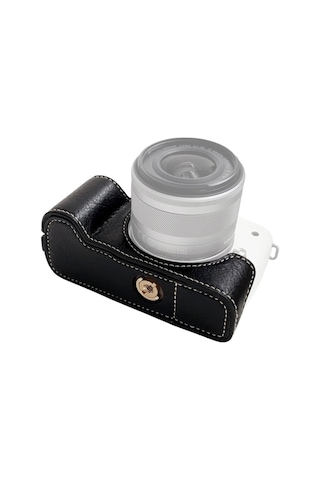 Leezsing Canon Eos M50/m50 Iı/m5 İçin Deri Kılıf - Omuz Askılı, Siyah Su Bufalo Desenli