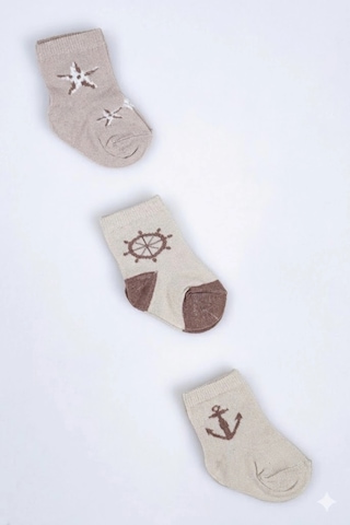 Cocole Socks Erkek Çocuk Soket Çorabı 3 Lü Set Pamuklu Bej Marin & Çapa Desenli Çok Renkli Cocole Socks Erkek Çocuk Soket Çorabı 3 Lü Set Pamuklu Bej Marin & Çapa Desenli Çok Renkli