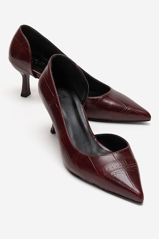 Luvishoes Arel Bordo Baskı Kadın Topuklu Ayakkabı