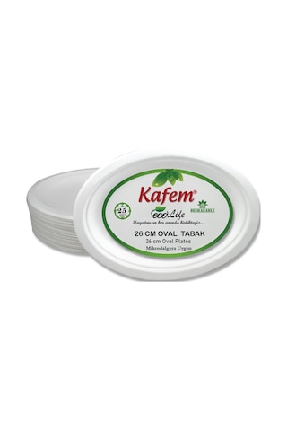 Kafem Ekolojik Karton Oval Tabak 26 CM 25 Adet