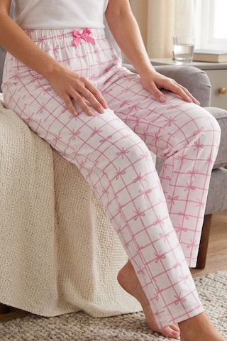 Mataş Kadın Büyük Beden Sandy Kumaş Pijama Altı Battal Boy Rahat Kesim Pembe