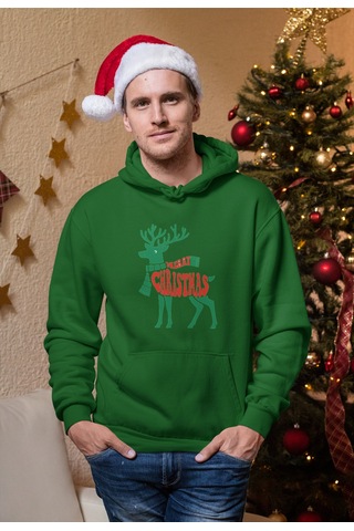 Stil X Yeni Yıl Baskılı Erkek Sweatshırt, Chrıstmas Temalı Yeşil-2