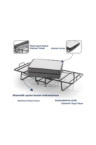 Aksviva Miranda Tek Kişilik Katlanır Somya Ek Yatak Siyah