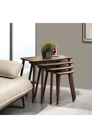 Vovvahome Vega 4lü Dörtlü Mdf Ahşap Zigon Sehpa - Ceviz