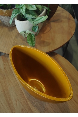 Cresta Seramik Oval Koyu Sarı Saksı 45 20 35cm