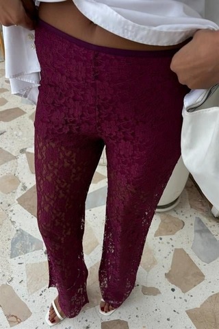 Alyn Wear İçi Astarlı Dantel Pantolon 0081 Mürdüm