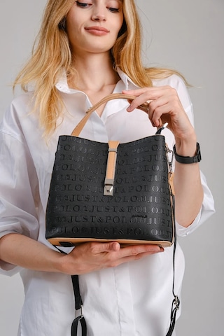 Just Polo Kadın Siyah Taba 3 Gözlü Su Geçirmez Çapraz Ve Omuz Çantası 22 X 20 Cm