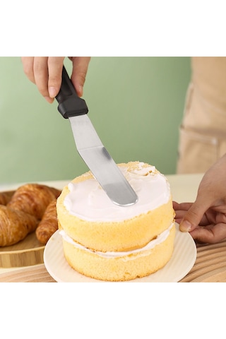 2'li Set Pasta Sıvama Spatulası 36 Cm + Solingen Ölçülü Çelik Spatula Hamur Kazıyıcı Çelik Metalik Diğer