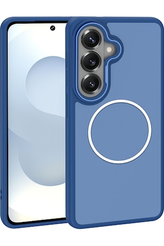 Ardemix Samsung Uyumlu Galaxy S26 Plus Kılıf M-safe Şarj Özellikli Metal Kamera Çerçeveli Zore Sanremo Silikon Kapak - Laci Lacivert