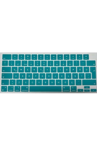 Arabulalaca Apple Macbook Uyumlu Air 13.6 Inç A3449 A3240 A3113 A2681 M2 / M3 / M4 / M5 Işlemcili Türkçe Q Silikon Klavye Koruyucu Mint