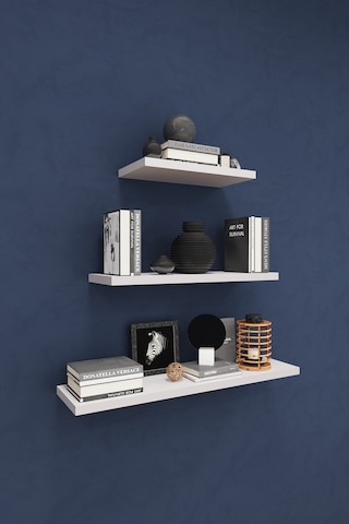 Asra Trend Modern Duvar Rafı DRF-02 %100 MDF 3'lü Dekoratif Organizer Kitaplık Beyaz
