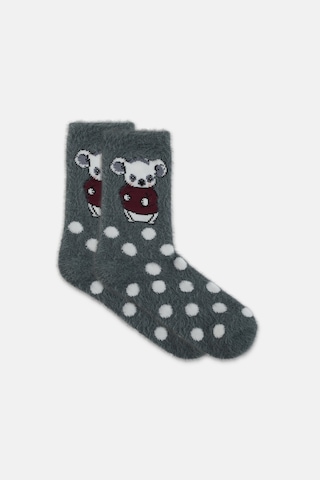 Suwen Fluffy Bear Dots Soket Çorap Wss12010279050 Gri