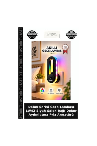 Delux Serisi Gece Lambası Lw43 Siyah Salon Işığı Dekor Aydınlatma Priz Armatürü