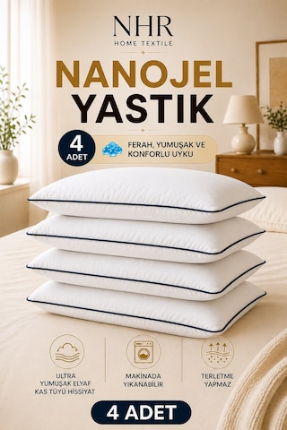%100 Nanojel Elyaf Dolgulu Uyku Yastığı / 50x70 1200gr / 4 Adet