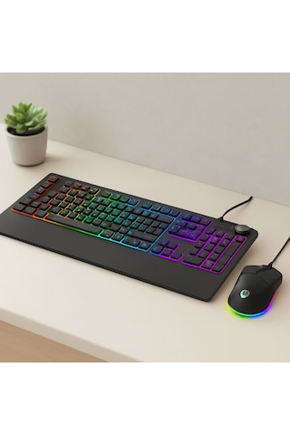 Mekanik Oyuncu Klavye Ve Rgb Mouse Seti Usb, 12800 Dpı
