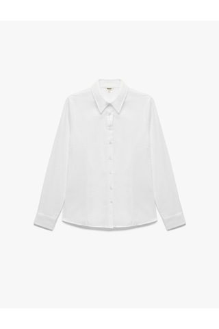 Koton Slim Fit Uzun Kollu Klasik Yaka Poplin Gömlek Beyaz 6wak60079uw Beyaz