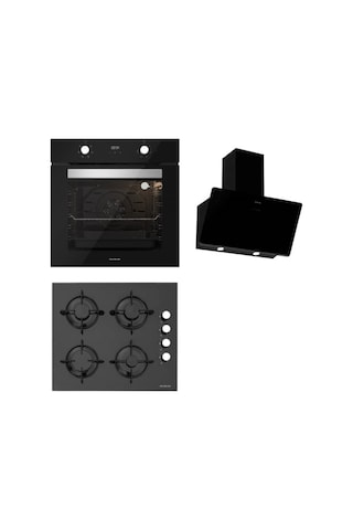 Silverline BO6502B02-CS5335B01-3457 Soho Cam Ankastre Set Siyah