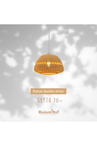 Santo Rattan Bambu Sarkıt Avize 30 Cm Bambu
