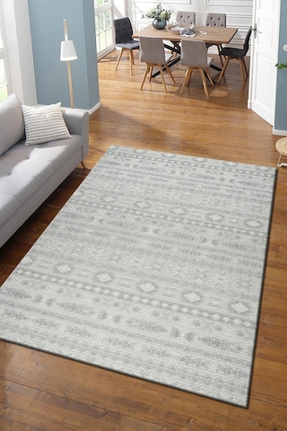 Modern Tasarımlı Jüt Dokuma Loop Sisal Gri Renk Halı Krem