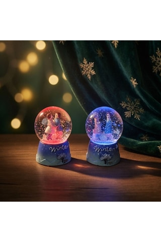 Toptan Winter Temalı Sevimli Çiftler Mini Işıklı Kar Küresi