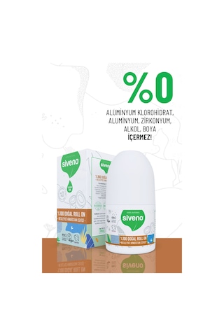 Siveno %100 Doğal Roll On Hindistan Cevizli Deodorant Ter Kokusu Önleyici Bitkisel Leke Bırakmayan Vegan 50 ML