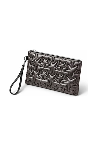 Adelina Bags 3'lü Çanta Paketi Yıldız Desenli Portföy El Çantası Bilek Askılı Clutch Çanta Gold