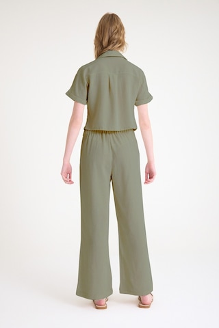 Keten Zarif Kadin T-shirt Ve Uzun Pantolon Alt Üst İkili Takım V Yaka Kısa Kollu Salaş Rahat Haki Elbise Haki