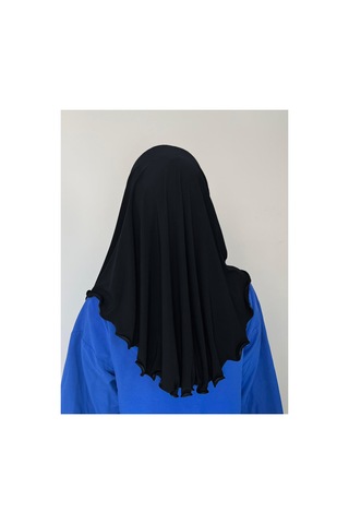 Alaturka Tesettür Pratik Hazır Süslü Pileli Şal Siyah