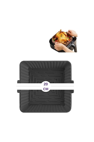 Onikiden Yanmaz Yapışmaz Airfryer Silikon Kare Pişirme Kabı Sl101 - Hava Fritözlerle Uyumlu 20x20cm 001
