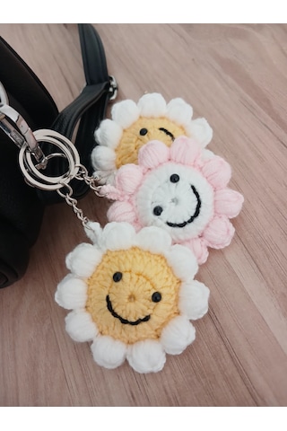 Örgü Amigurumi Papatya Anahtarlık