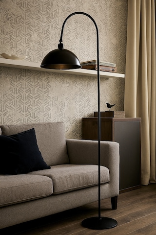 Siyah Lambader Hareketli Başlık Modern Dekoratif Metal Oturma Odası Çalışma Odası Lambası Siyah