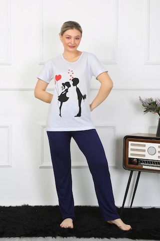 Lenaca Kadın Kısa Kol Penye Pijama Takımı Buz Mavisi