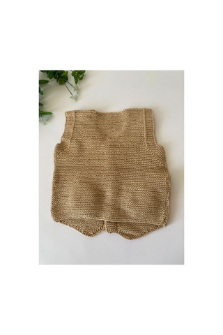 Adenya Sepeti El Örgüsü Açık Kahve Aslan Figürlü Bebek Yeleği Handmade Çok Renkli