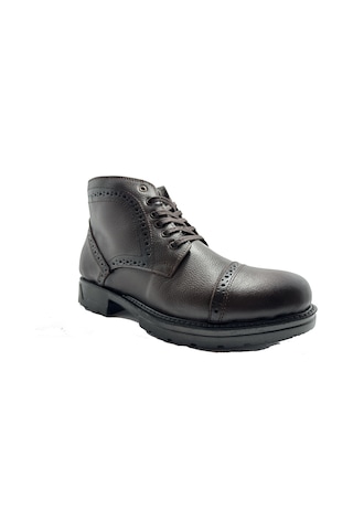 Ehil 72518 Kahve Hakiki Deri İçi Kürklü Fermuarlı Erkek Bot Kahverengi